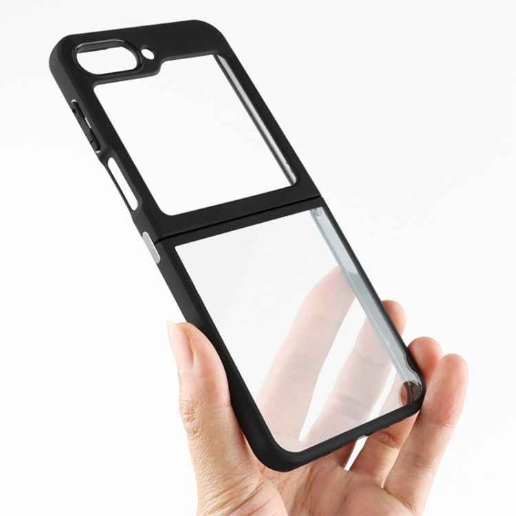 For Samsung Galaxy Z Flip5 Frosted TPU  Transparent PC Phone Case(Black)