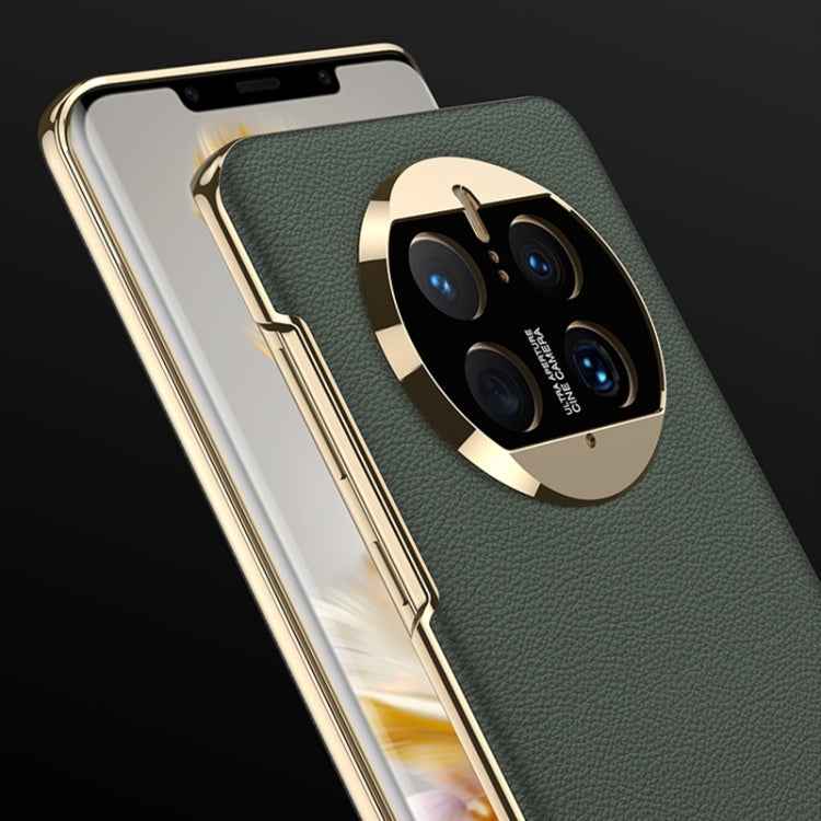 For Huawei Mate 50 GKK Electroplating Leather Surface Phone Case(Green)