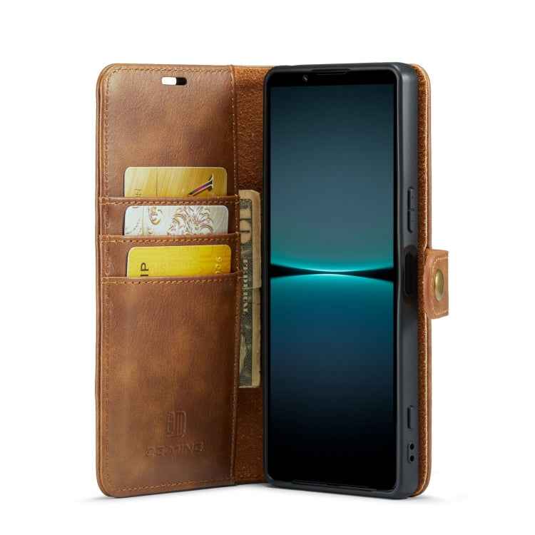 For Sony Xperia 1 V DG.MING Crazy Horse Texture Detachable Magnetic Leather Phone Case(Brown)