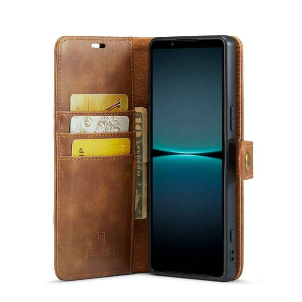 For Sony Xperia 1 V DG.MING Crazy Horse Texture Detachable Magnetic Leather Phone Case(Brown)