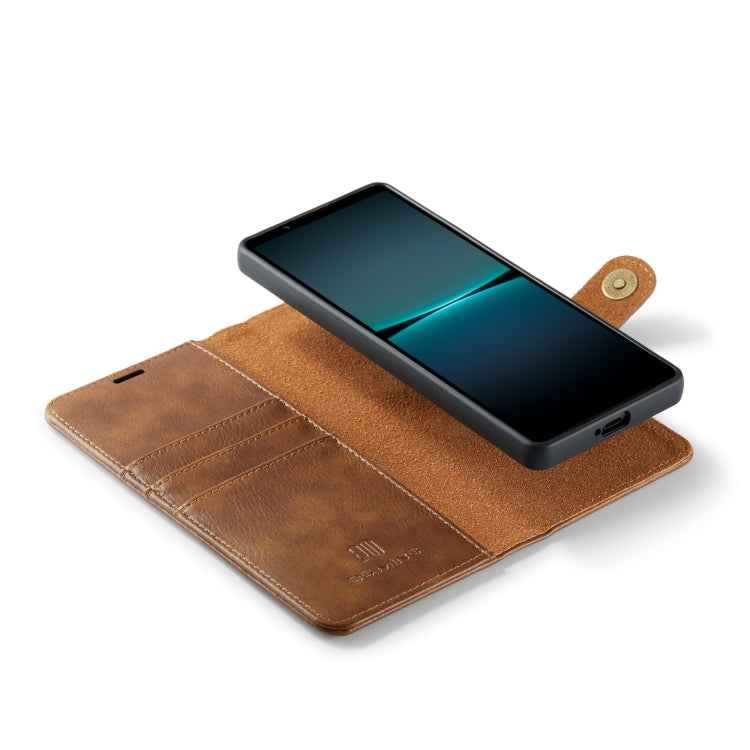 For Sony Xperia 1 V DG.MING Crazy Horse Texture Detachable Magnetic Leather Phone Case(Brown)