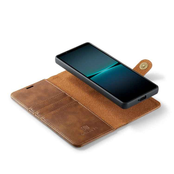 For Sony Xperia 1 V DG.MING Crazy Horse Texture Detachable Magnetic Leather Phone Case(Brown)