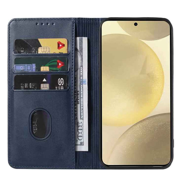 For Samsung Galaxy S24 5G Magnetic Closure Leather Phone Case(Blue)