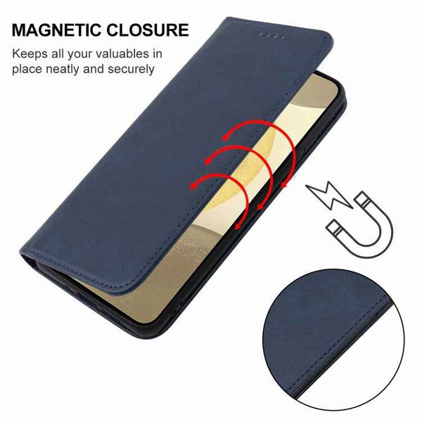For Samsung Galaxy S24 5G Magnetic Closure Leather Phone Case(Blue)