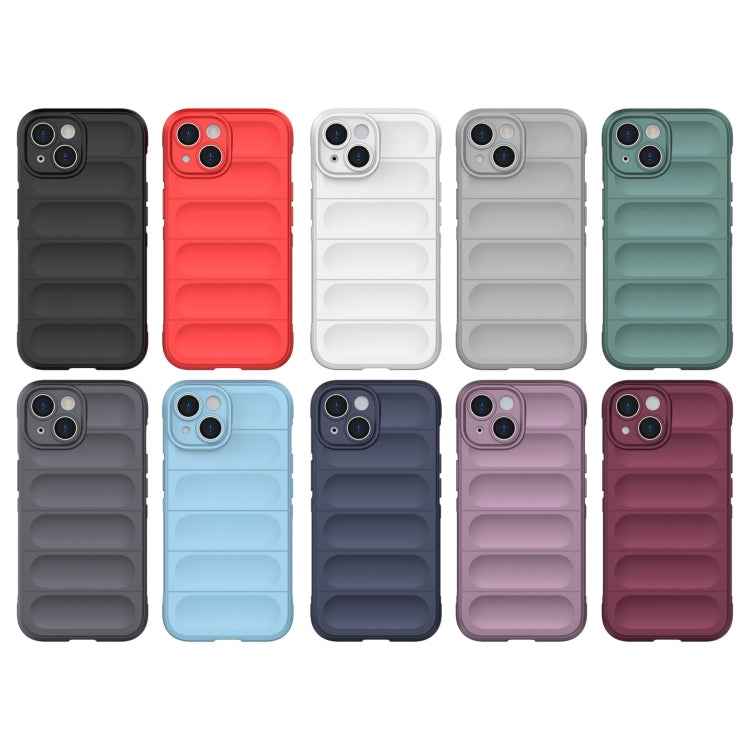 For iPhone 15 Magic Shield TPU + Flannel Phone Case(Light Blue)