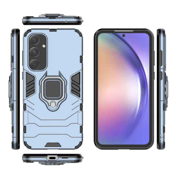 For Samsung Galaxy A55 5G PC + TPU Shockproof Protective Phone Case with Magnetic Ring Holder(Navy Blue)