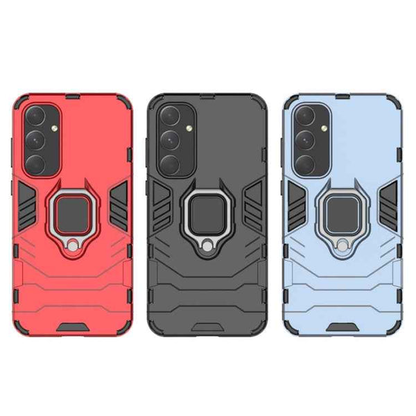 For Samsung Galaxy A55 5G PC + TPU Shockproof Protective Phone Case with Magnetic Ring Holder(Navy Blue)