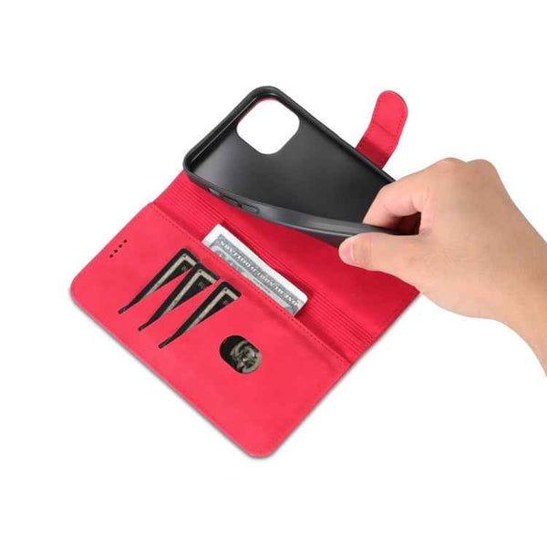 For iPhone 15 AZNS Skin Feel Calf Texture Flip Leather Phone Case(Red)