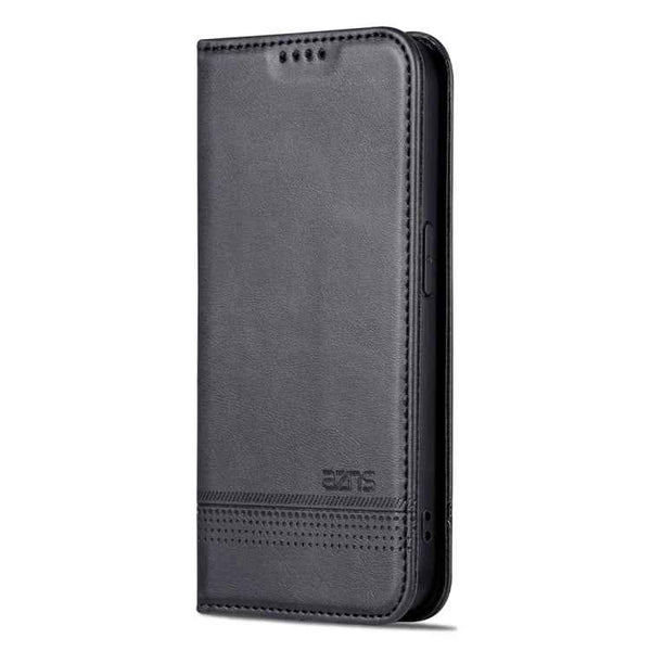 For iPhone 15 Pro Max AZNS Magnetic Calf Texture Flip Leather Phone Case(Black)