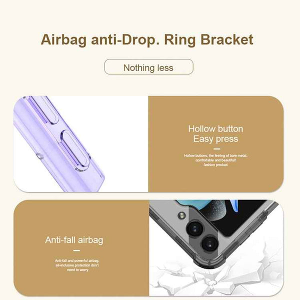 For Samsung Galaxy Z Flip5 GKK MagSafe Airbag Hinge Shockproof Phone Case with Ring Holder(Black)