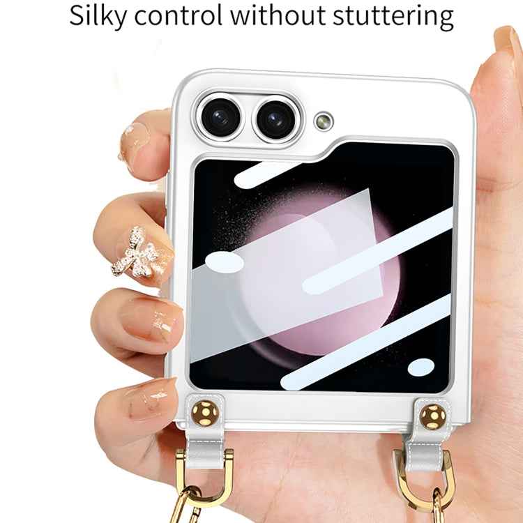 For Samsung Galaxy Z Flip5 GKK Cross-body Ultra-thin PC Phone Case with Strap(Black)