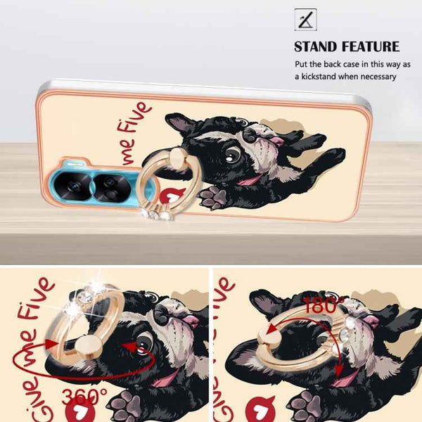 For Honor 90 Lite 5G Electroplating Dual-side IMD Phone Case with Ring Holder(Lucky Dog)