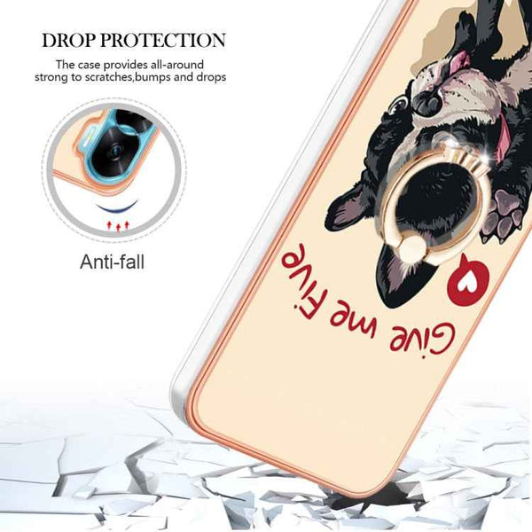 For Honor 90 Lite 5G Electroplating Dual-side IMD Phone Case with Ring Holder(Lucky Dog)