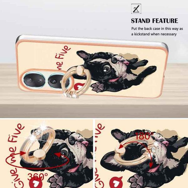 For Honor 90 5G Electroplating Dual-side IMD Phone Case with Ring Holder(Lucky Dog)