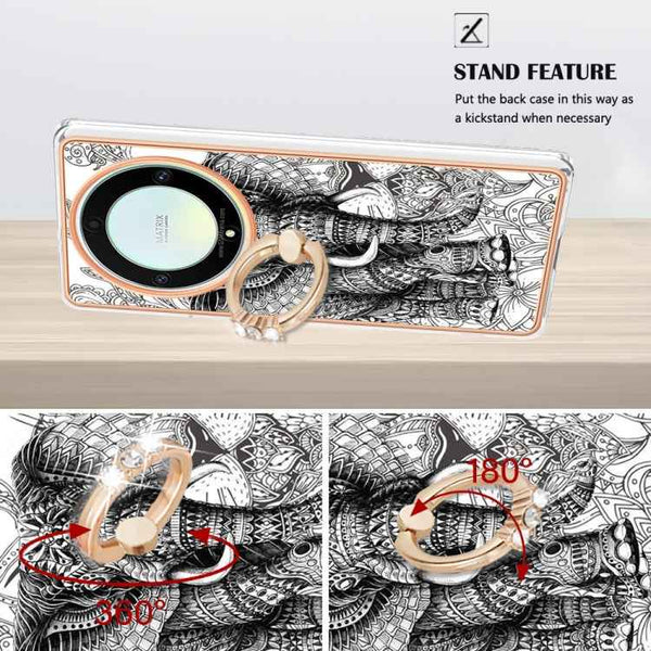 For Honor X9a / Magic5 Lite Electroplating Dual-side IMD Phone Case with Ring Holder(Totem Elephant)