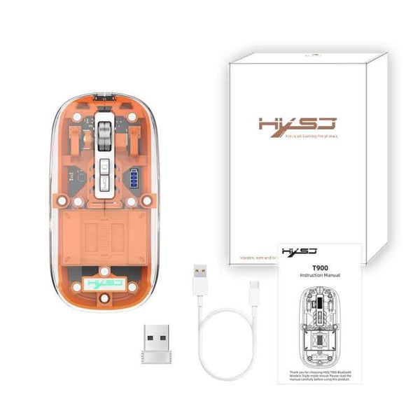 HXSJ T900 Transparent Magnet Three-mode Wireless Gaming Mouse