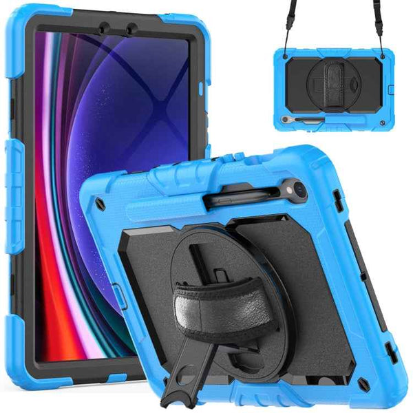 Lucky Wheel Grip Silicone Hybrid PC Tablet Case with Shoulder Strap, For Samsung Galaxy Tab S8 / S7