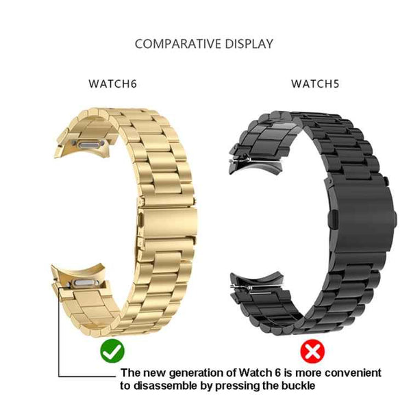 For Samsung Galaxy Watch 6 Three Strains Metal Watch Band(Black)
