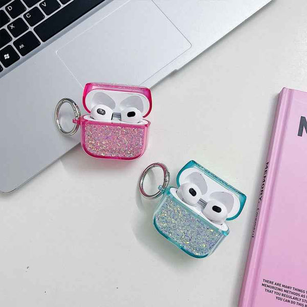 For AirPods Pro Flash Diamond Epoxy Bluetooth Earphone Protective Case(White)