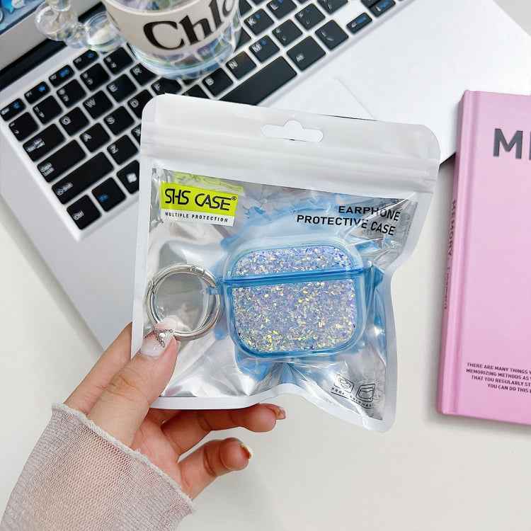 For AirPods Pro Flash Diamond Epoxy Bluetooth Earphone Protective Case(White)