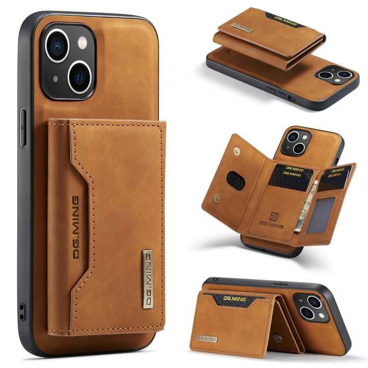 DG.MING M2 Series 3-Fold Card Bag Wallet Leather Phone Case, For iPhone 15