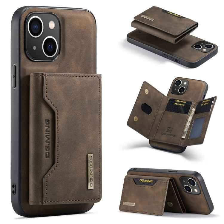 DG.MING M2 Series 3-Fold Card Bag Wallet Leather Phone Case, For iPhone 15