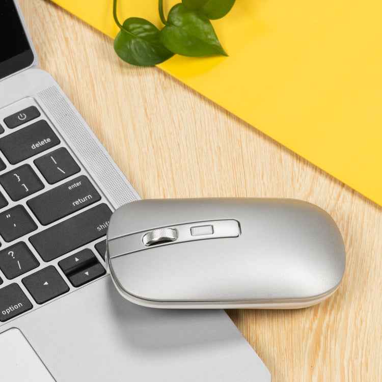 HXSJ M50 2.4GHZ 800,1200,1600dpi Three Gear Adjustment Dual-mode Wireless Mouse USB + Bluetooth 5.1 Rechargeable(Silver)