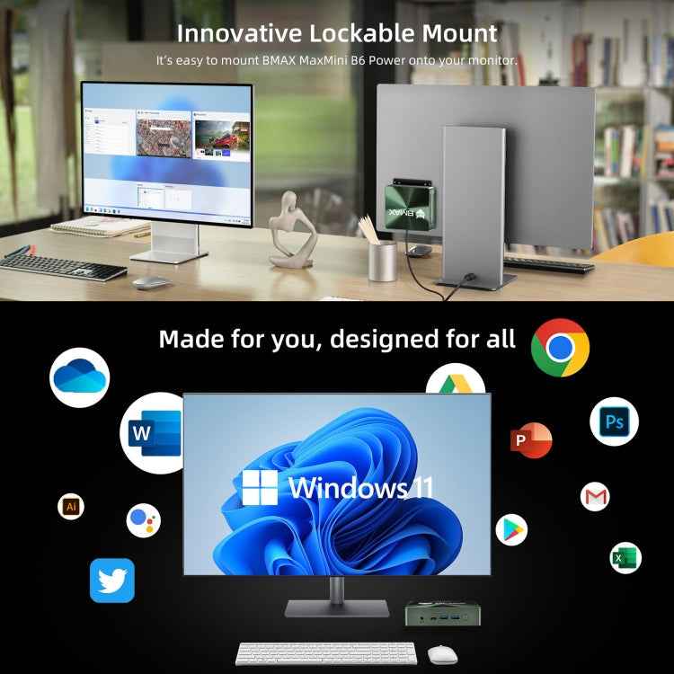 BMAX B6 Power Windows 11 Mini PC, 16GB+1TB, Intel Core i7-1060NG7, Support HDMI / RJ45(EU Plug)