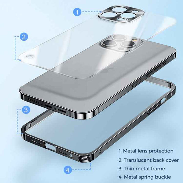 For iPhone 15 Pro Metal Frame Frosted PC Shockproof Phone Case(Silver)
