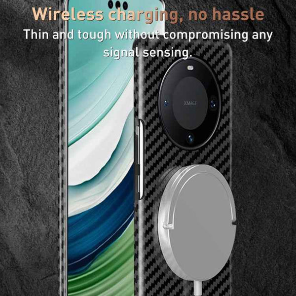 For Huawei Mate 60 Pro Magnetic Carbon Fiber Shockproof Phone Case(Blue Purple)