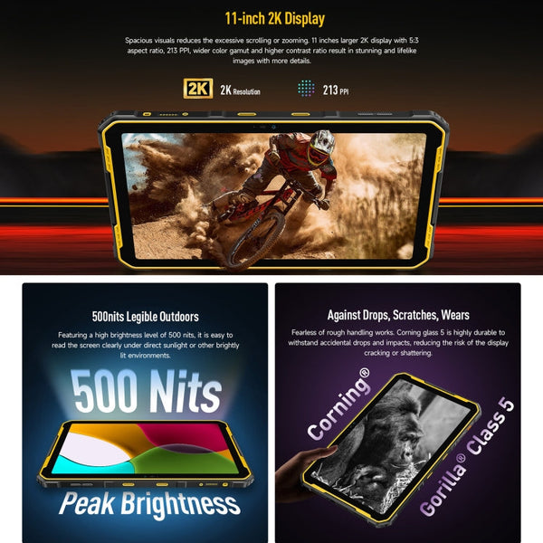 Ulefone Armor Pad 2 Rugged Tablet PC, 16GB+256GB 11 inch Android 13 MediaTek Helio G99 Octa Core 4G Network