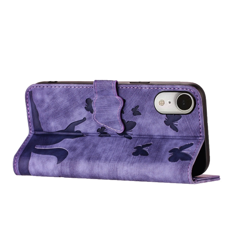 Butterfly Cat Embossing Flip Leather Phone Case