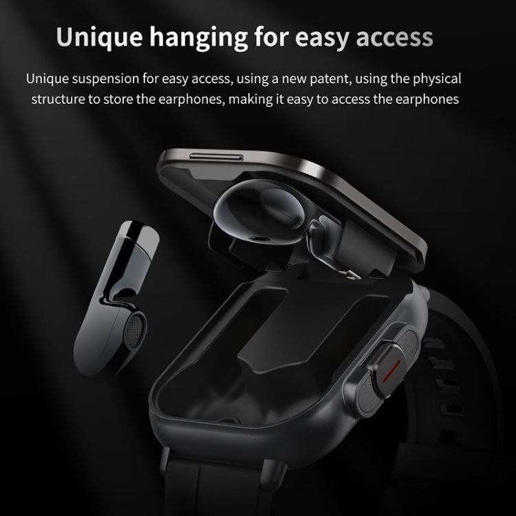 D8 2.01 inch 2 in 1 Bluetooth Earphone Steel Band Smart Watch, Support Health Monitoring / NFC