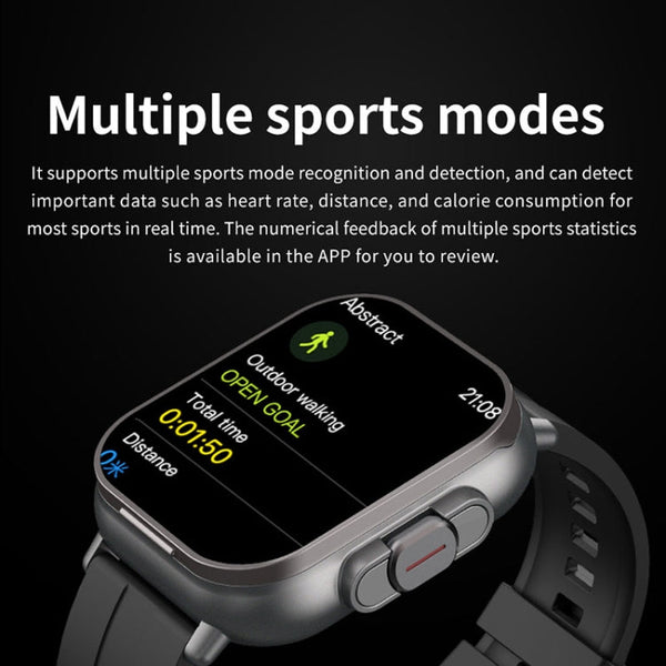 D8 2.01 inch 2 in 1 Bluetooth Earphone Steel Band Smart Watch, Support Health Monitoring / NFC