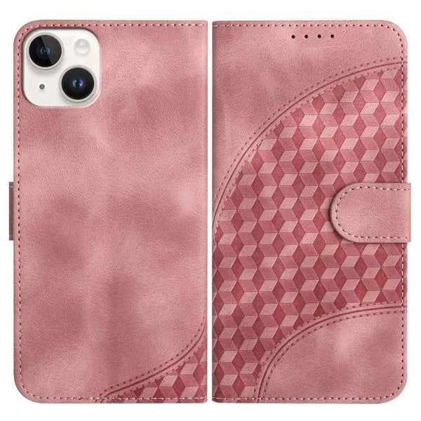 YX0060 Elephant Head Embossed Phone Leather Case with Lanyard, For iPhone 15, For iPhone 14 Plus, For iPhone 14