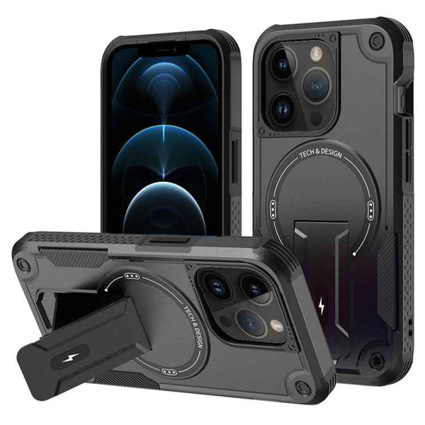 Armor Magsafe Holder PC Hybrid TPU Phone Case, For iPhone 12 Pro Max