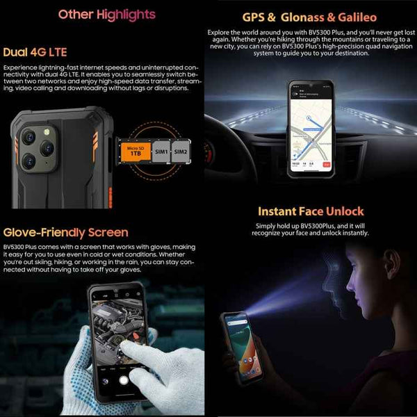 Blackview BV5300 Plus, 8GB+128GB, IP68/IP69K/MIL-STD-810H, 6.1 inch Android 13 MediaTek Helio G72 Octa Core, Network: 4G, OTG(Black)