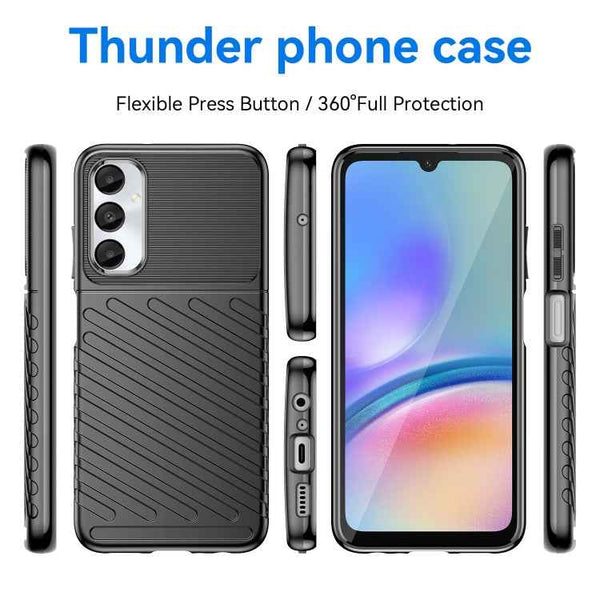 For Samsung Galaxy M14 4G Thunderbolt Shockproof TPU Phone Case(Black)