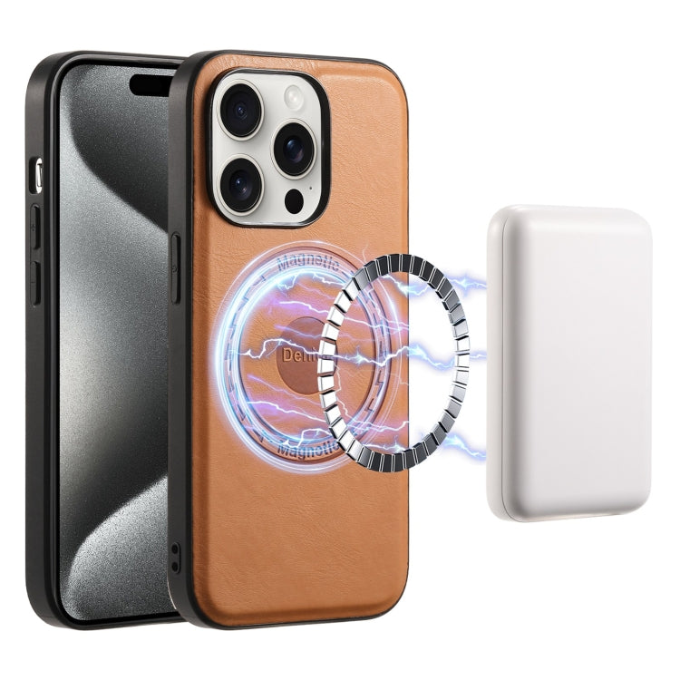 Denior Cowhide Texture Leather MagSafe Phone Case