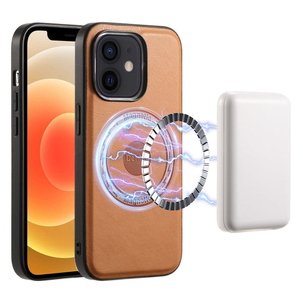 Denior Cowhide Texture Leather MagSafe Phone Case