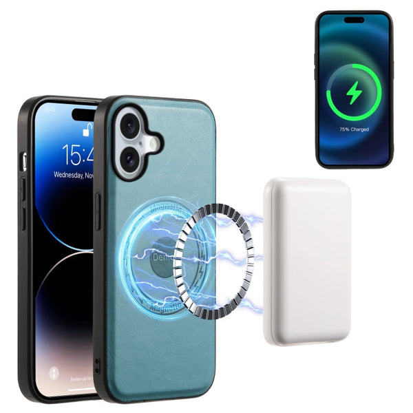 Denior Cowhide Texture Leather MagSafe Phone Case