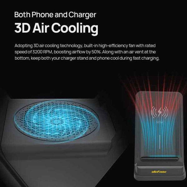 Ulefone WCS01 50W Air-cooled Wireless Charger Stand(Black)