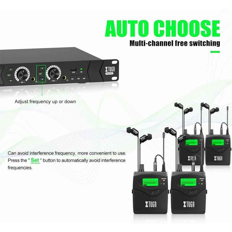 XTUGA RW2090 Professional Stage Wireless 2 Channel In Ear Monitoring System 2 in 1, US Plug, EU Plug, AU Plug, UK Plug