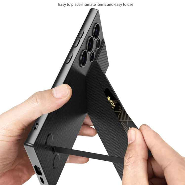 For Samsung Galaxy S24 Ultra 5G GKK Rotor Bracket Recessed Card Bag Full Coverage Phone Case(Black)