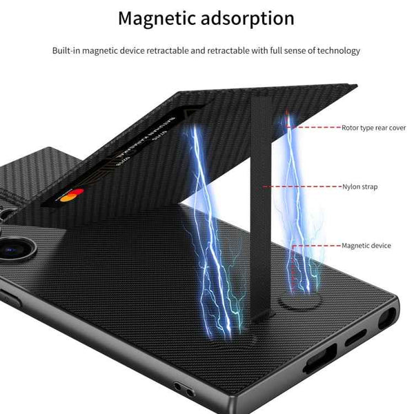 For Samsung Galaxy S24 Ultra 5G GKK Rotor Bracket Recessed Card Bag Full Coverage Phone Case(Black)