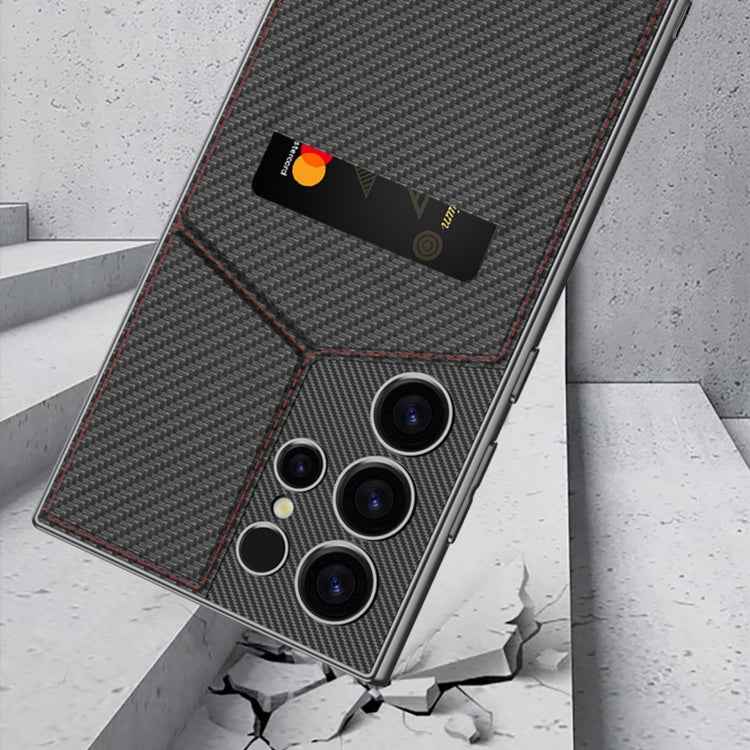 For Samsung Galaxy S24 Ultra 5G GKK Rotor Bracket Recessed Card Bag Full Coverage Phone Case(Black)