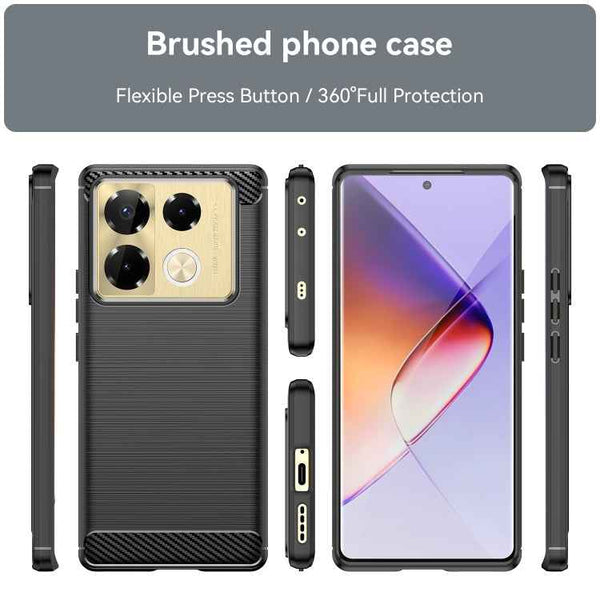 For Infinix Note 40 Pro 4G Brushed Texture Carbon Fiber TPU Phone Case(Black)
