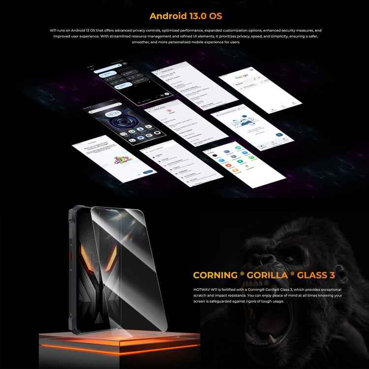 HOTWAV W11 Rugged Phone, 6GB+256GB, , 20800mAh, 6.6 inch Android 13 MT8788 Octa Core, Network: 4G, OTG, Recording Call (Bronzed Gold)