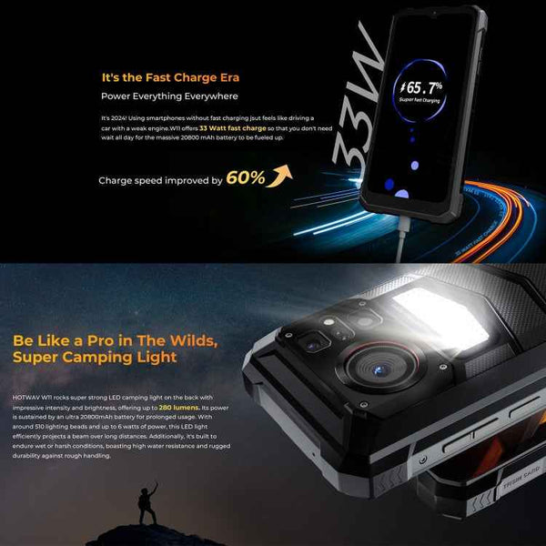 HOTWAV W11 Rugged Phone, 6GB+256GB, , 20800mAh, 6.6 inch Android 13 MT8788 Octa Core, Network: 4G, OTG, Recording Call (Bronzed Gold)