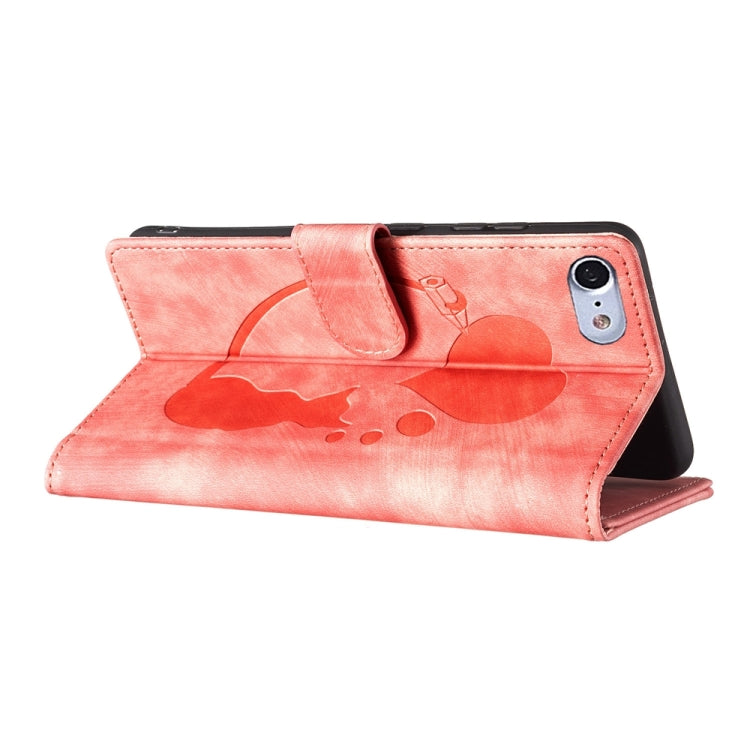 Pen Heart Cat Embossed Leather Phone Case